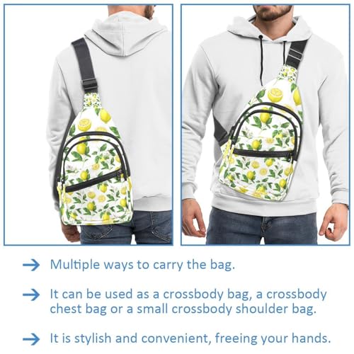 Bolsa cruzada con diseño de frutas de limón y acuarela con cremallera segura 2