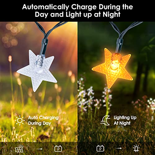Miniatura 4 de Fohil Guirnalda Luces Exterior Solar, 12m 100 Led Cadena De Luces Solares Exteriores Luces De Navidad Estrella 8 Modos Ip65 Impermeable Decoración Para Navidad, Árbol, Fiestas, Bodas, Patio, Jardín