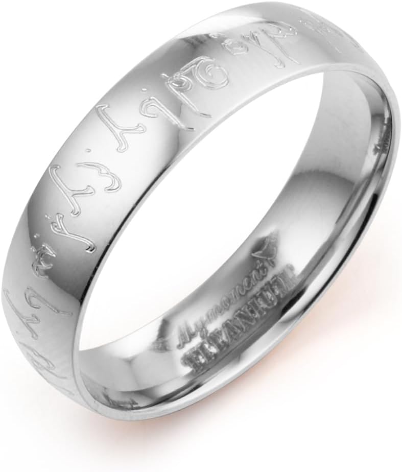 Gemini Dome Court Silver Color Solid Titanium Couple Anniversary Wedding Ring 4mm 6mm Valentine Day Gift