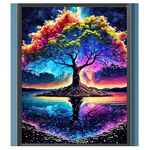 Image of Jasol Diamond Painting Kit, 40x30 Cms, Full Drill, 5D Crystals, Home Wall Decor Gift Set (Blessing Tree M45612)
