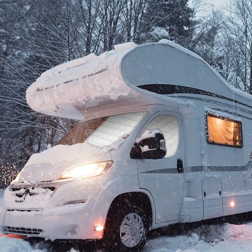 MP2MINGPIN RV Windshield Snow Cover Class C Ford1997-2023 RV Windshield Snow Cover, RV Front Window Sunshade RV Motorhome Windshield Cover with Mirror Cutouts