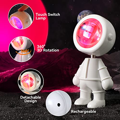 Luubeibei Spaceman Sunset Lamp Projector, Led Night Light Sunset Projector Support Touch Control/360° Rotation, Rechargeable Astronaut Projector For Gift Giving Or Bedroom Room Decor（7 Colors #TOP2
