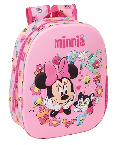 MINNIE MOUSE - Mochila Escolar, con Diseño 3D, Ideal para Niños de Diferentes Edades, Cómoda y Versátil, Calidad y Resistencia, 27x10x33 cm
