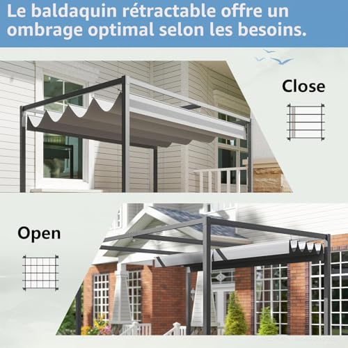 Voile d'ombrage à vague rétractable store intérieur réglable sur mesure anthracite 1x2m - 7