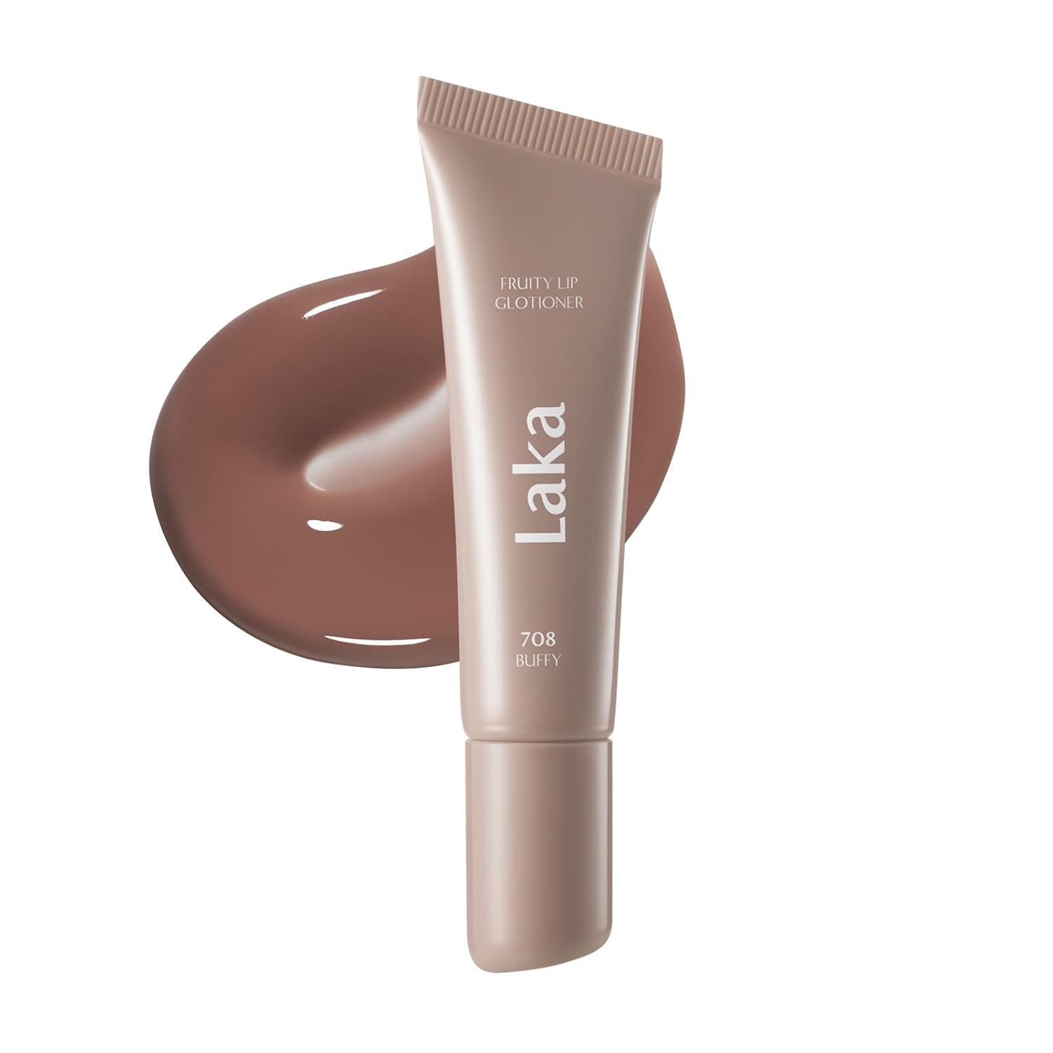 Laka Fruity Lip Glotioner, 10ml/0.33 fl.oz, Lip Gloss with High Shine Vivid Colors, Jelly tip for Hygienic & Easy Application, Plumping Conditioner, Vegan, K-Beauty​ (#708 Buffy)