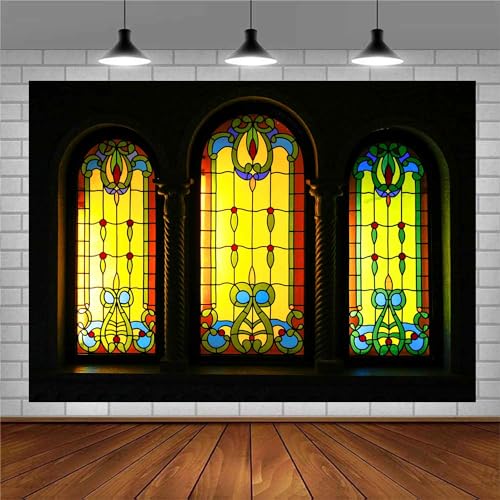 Fondo Fotográfico 8x8ft Vidrio Colorido Iglesia Creativo miniatura 1