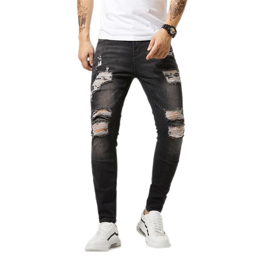 Algasan Men's Ripped Jeans Distressed Destroyed Skinny Slim Fit Stretch Denim