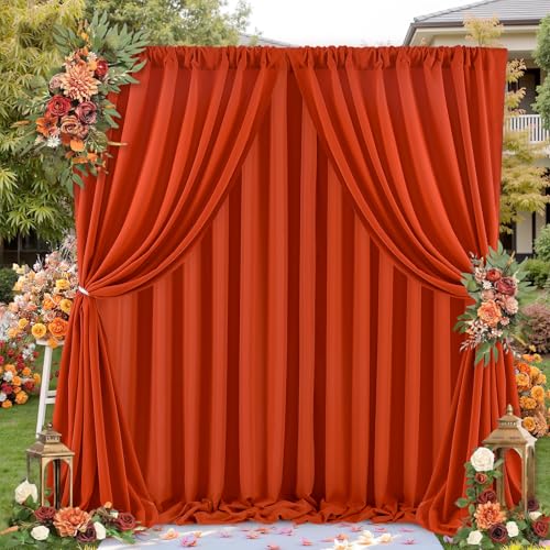 Image of Rust Backdrop Curtains 30ft x 8ft Polyester Photo Backdrop Drapes for Birthday Party Stage Window Supplies Decorations