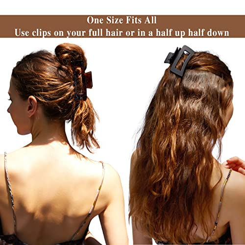 Nalodu Hair Claw Clips Large 4 Inch Matte Clear No Slip Big Rectangle Jaw Clip Clamp For Thick Hair Women And Girls, 3 Pack #TOP2