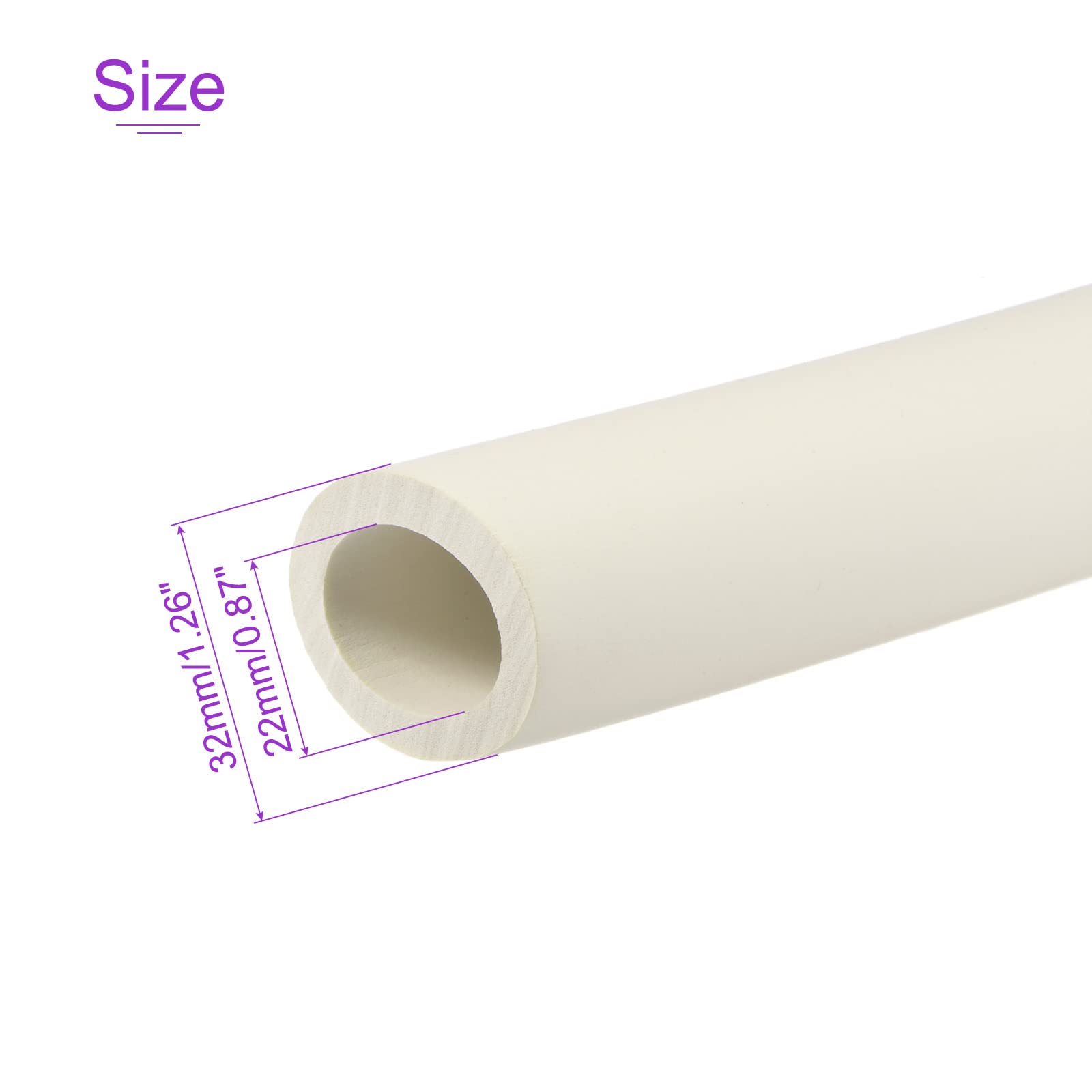 DMiotech 7/8" ID x 3/16" Thick 3.3ft White Foam Grip Wrap Closed Cell Foam Tubing Non-Slip for Utensil Tools Handle Support - Image 3