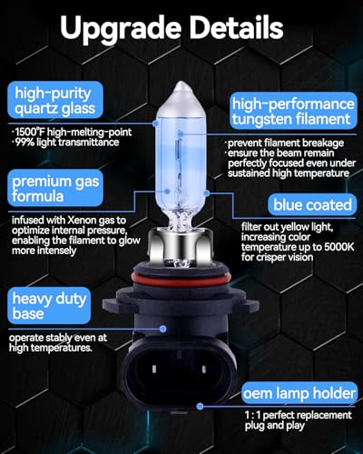 Image of NEWBROWN 9006 HB4 Headlight Bulbs 9006 Halogen Bulb 5000K Super White Light Long Life Replacement P22D 12V /51W (9006 /HB4, 2 Pack)