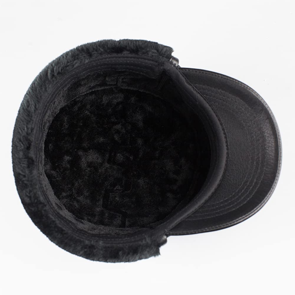 DongBao Gorra de béisbol de Cuero para Hombre, Sombrero Militar, Sombrero para el Sol con Orejeras