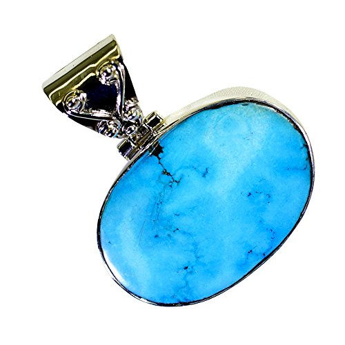 Pendentif turquoise en argent sterling pour femme avec pierre ovale