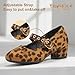 PANDANINJIA Girls Dress Shoes Little Big Kids Leopard Suede Mary Jane Low Heels Buckle Round Toe Flower Girl Wedding Church Party School Size 2 Pump Shoes