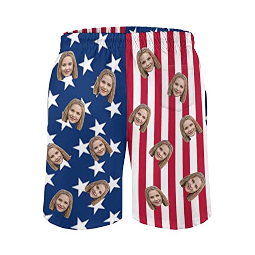 Gifts Personalized for Men Custom Swim Trunks with Faces Tropical Leaves Blue Customized Swim Shorts3