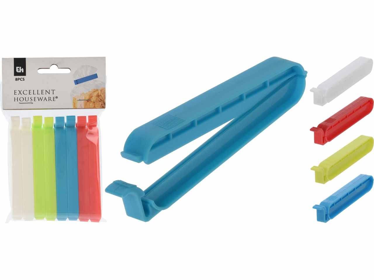 Excellent HousewarePolypropylene Bag Clip 8-Pieces Set, 40 g, Multicolor