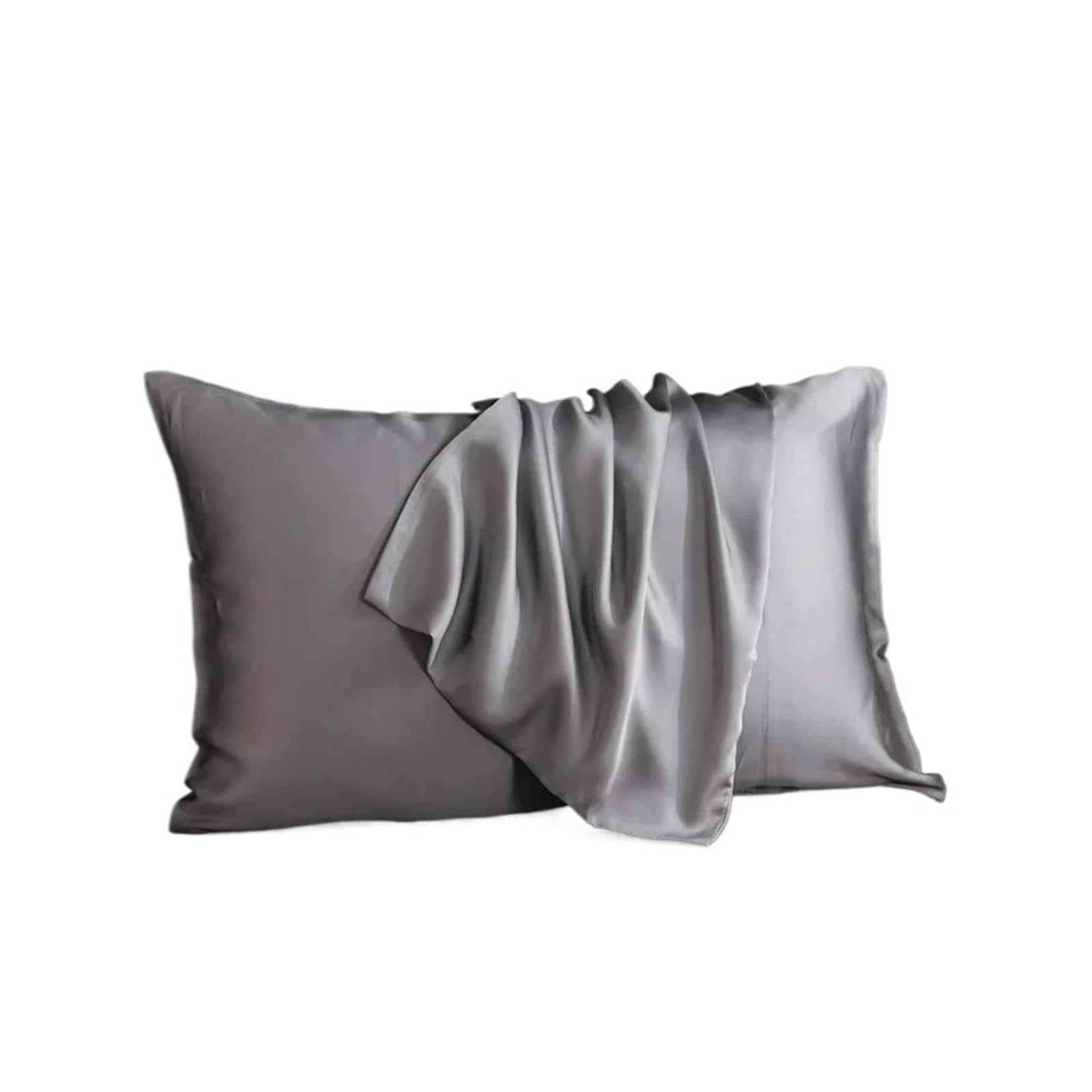 Silky Pillow Covers, Silk Envelope Pillowcase Multicolor Multiple Sizes(Grey,48x74cm 2pcs)
