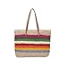 QTKJ Women Summer Retro Straw Bag Hand-woven Colorful Large Boho Shoulder Bag Handle Beach Handbags with Leather Shoulder Strap