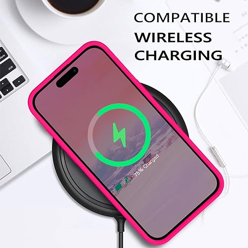 Coque iPhone 15 Plus silicone liquide rose compatible MagSafe fine - 7