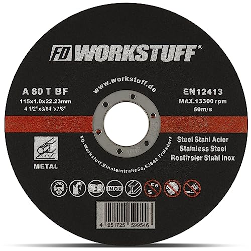 Dischi da taglio FD-Workstuff professionali confezione da 30 Ø 115mm 1mm sottili per smerigliatrici flessibili, da taglio e angolari Dischi da taglio in acciaio inossidabile Dischi flessibili
