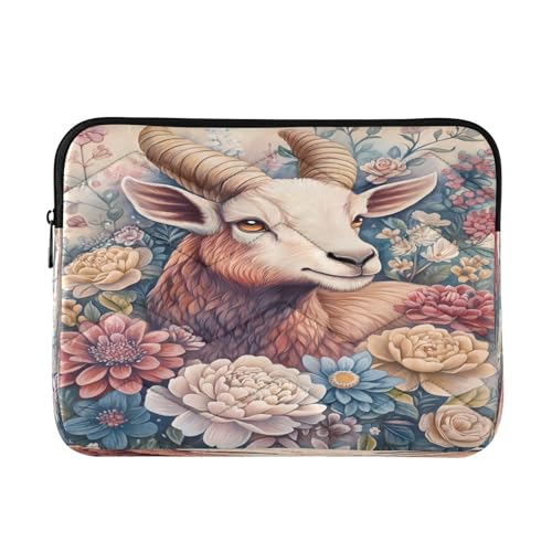 Funda para laptop tamaño grande con diseño Goat Flowers miniatura 1
