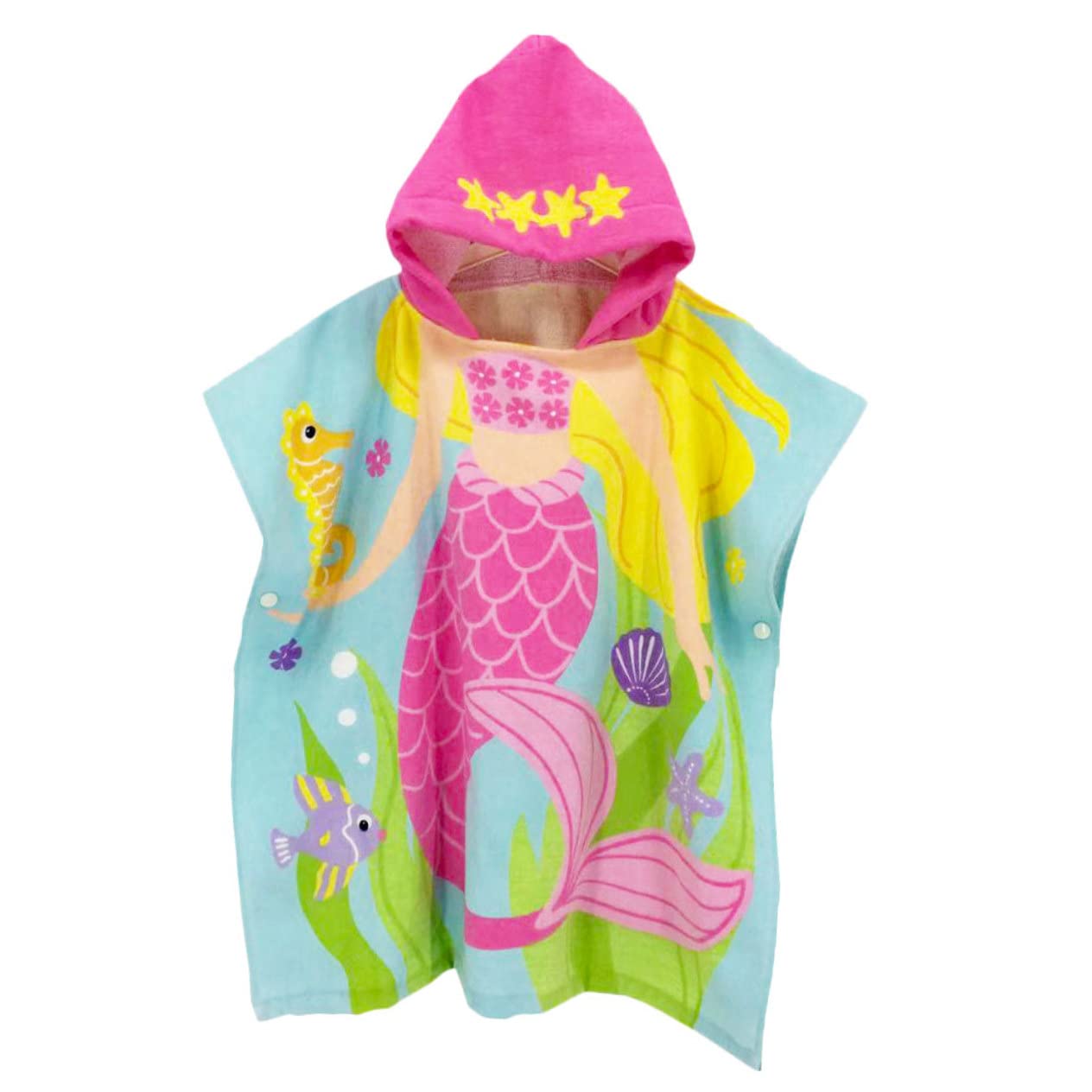 ABOOFAN Serviette De Plage Imprimée Sirène Cape De Bain Portable pour Garçon Fille Serviette De Bain Coton