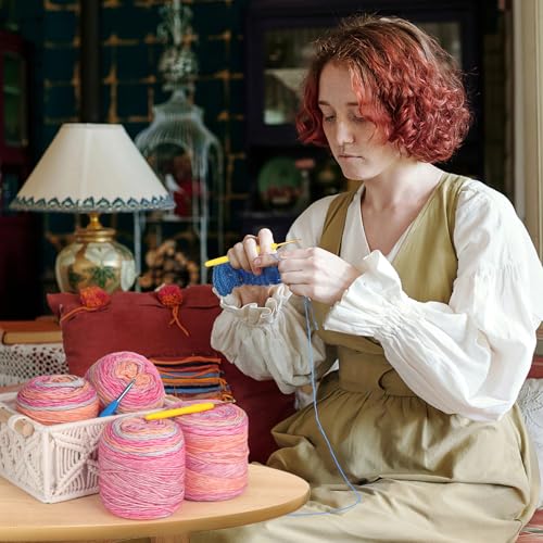 Katech Ombré Yarn for Crocheting-Gradient Cake Yarn-4x100g 60% Cotton 30% Acrylic 10% Wool-Ombré Yarn-Multicolor Soft Rainbow Cotton Crochet Yarn for Scarves, Shawls, Blankets and Garments(J)