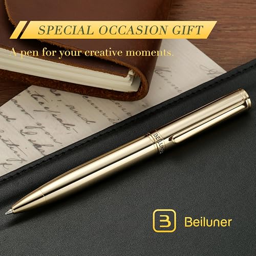 Image of BEILUNER Gold Gel Pen, Stunning Luxury Pens with 24K Gold Plating, Black Ink Refill, Executive Gift Set for Family & Friends, Writing, Fancy, Office, Retractable, Graduation Gifts, Nice Designer Pens
