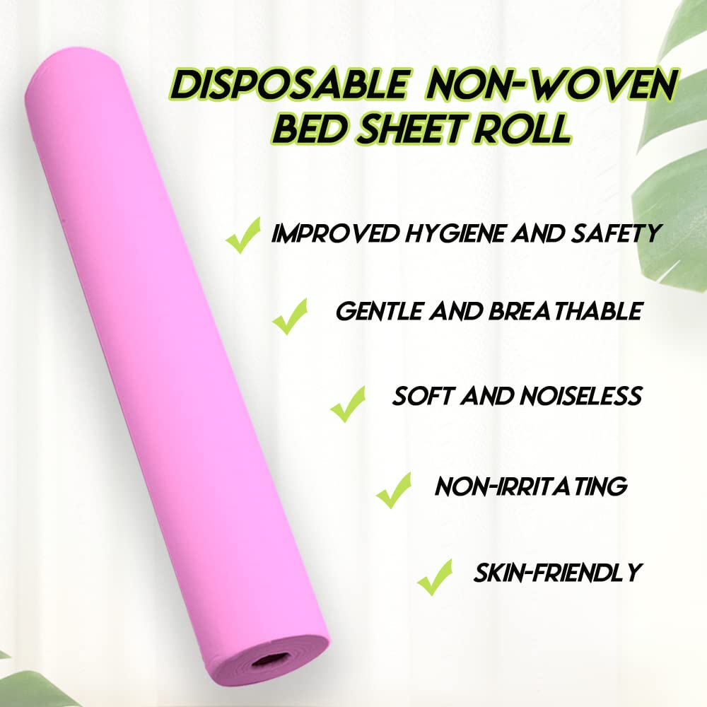 Disposable Massage Table Sheets 31.5" X 71", 50 Pcs Per Roll Non Woven Fabric Disposable Bed Sheets, Pink Massage Bed Cover for Tattoo, SPA, Beauty Salon : Beauty & Personal Care