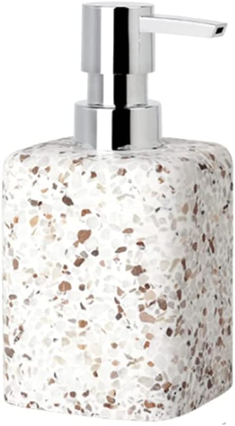 Pressed Soap Dispenser Terrazzo Soap Pump 3-Piece Set - Bathroom Accessories Set Lotion Dispenser 290ml/9.8oz,Red-B-Set,Red-B-Set