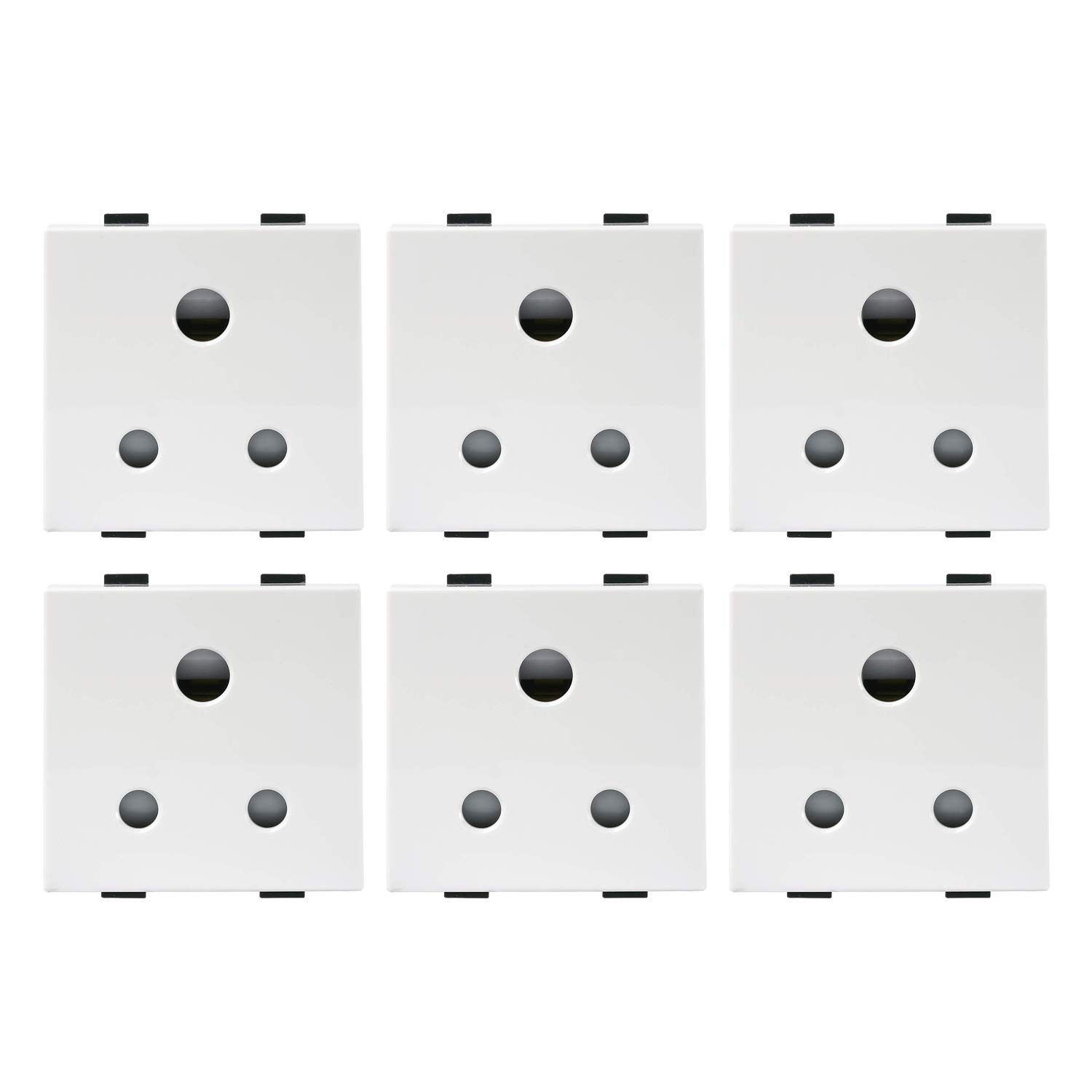 anchor by panasonic roma plus modular polycarbonate 2m 6a 3 pin round socket (white, pack of 6)