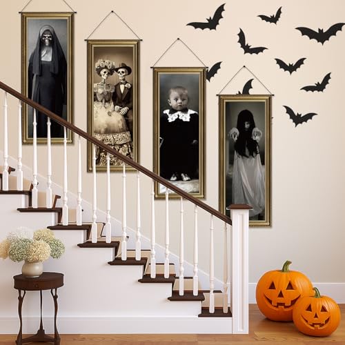Tudomro 4 Pcs Halloween Haunted House Stretching Portraits Gothic Posters by Tudomro - Used condition - Image 4