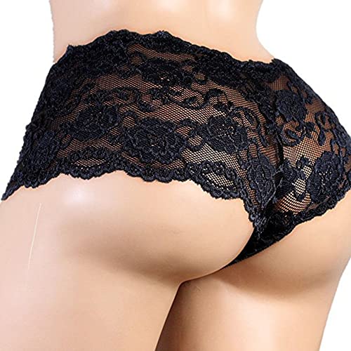 Soluo Men's Sexy Lace Bikini Panties Underwear Low Rise Sissy Bulge Pouch Thong G-String Lingeries Underpant3