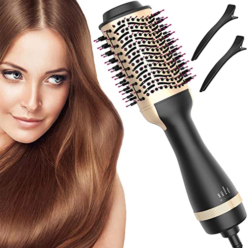 Hair Dryer Brush, Hot Air Brush One Step Hair Dryer and Styler Volumizer 3 in 1 Air Hair Brush with Negative Ion Curling Dryer Brush Styler, Hair Straightening Brush, Rotating Blow Dryer Brush