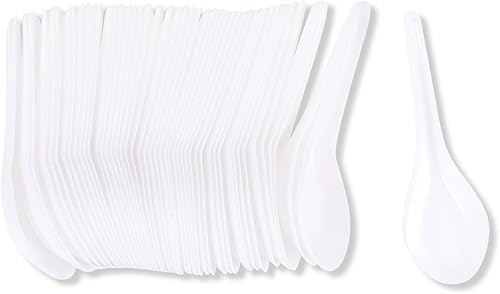 Miniatura 9 de Juvale Paquete de 500 cucharas desechables de plástico chino asiático para aperitivo, ramen, pho, 5.4 x 1.5 pulgadas, color blanco