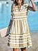 CUPSHE Women's Ruffle Beach Mini Dress Split V Neck A Line Sleeveless Geometric Stripe Tropical Leaf Pattern Summer Dresses, Yellow Geometric XS