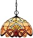 Produktbild AXFALO Tiffany-Stil Pendelleuchte Vintage Buntglas Hängelampe E27 Künstlerischer Kronleuchter Metall Esszimmer Lampe zum Wohnzimmer Küche Hotel Deckenleuchte, 30cm