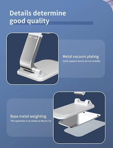 Miniatura 4 de Soporte de teléfono plegable para escritorio, soporte de teléfono celular ajustable en altura ajustable, soporte de escritorio portátil para