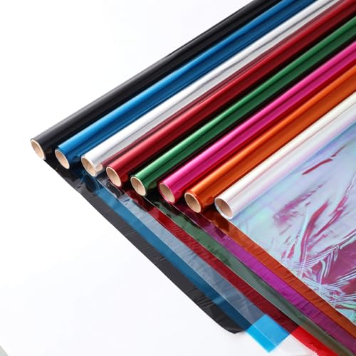 Cellophane coloré grand format 86.4cm de large rouleau plié 8 teintes