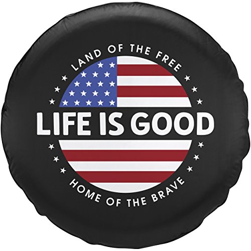 Life is Good Tire Cover, Flag Night Black, 28"