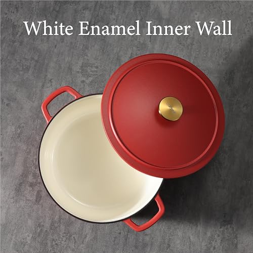 image for CAROTE 5QT Enameled Cast Iron Dutch Oven Pot with Lid, Heavy-Duty Dutc