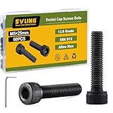 SVLING M5-0.8 x 25mm Bolt, 60PCS M5 Hex Socket Head Cap Screws Bolts, 12.9 Grade Alloy Steel, Full Threads, Allen Socket Drive, with Hex Spanner