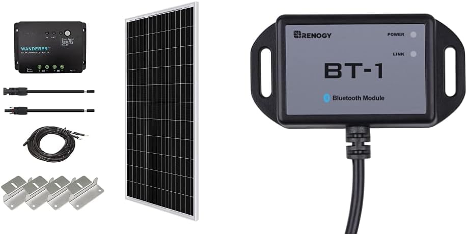 Renogy 100W Solar Panel Kit + Renogy Bluetooth Module for Charge Controllers