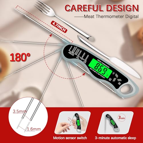 Image of Meat Thermometer Digital,IP67 Waterproof Cooking Thermometer with Backlight, Calibration & Hold Function,Food Thermometer for Cooking,Outdoor Grilling