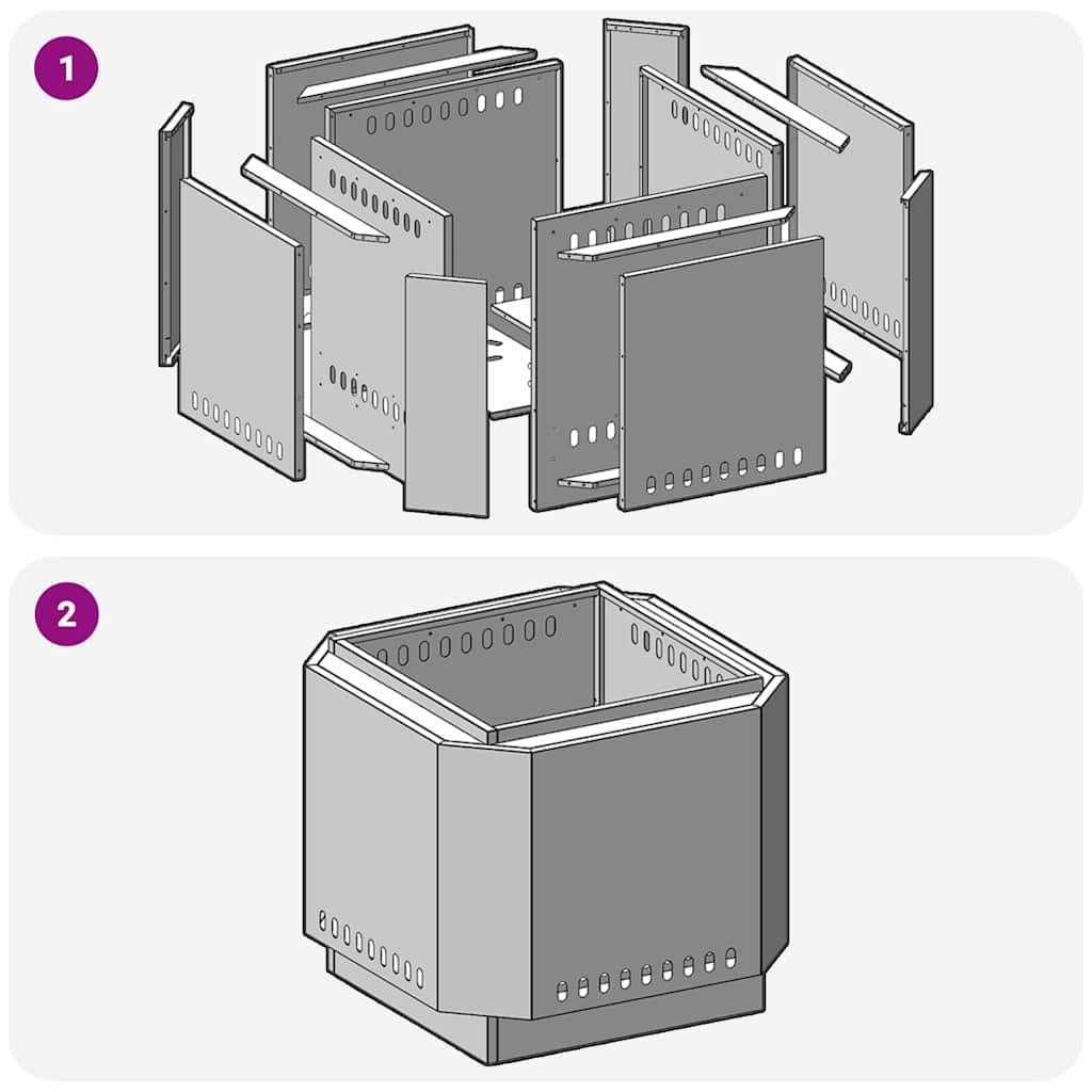 vidaXL Hoguera Sin Humo Marrón 58 x 58 x 51 cm Acero al Carbono, Hogar Moderno, Calentador Resistente para Patio, Chimenea de Jardín, Punto de Encuentro Social