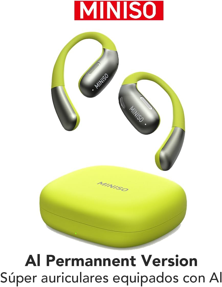 MINISO X28 OWS Translation Open Ear Wireless Bluetooth Earbuds Support 148 Languages Real Time Bluetooth Translation HiFi Sound Quality Sports Headphones IPX5 Waterproof with Microphone Green
