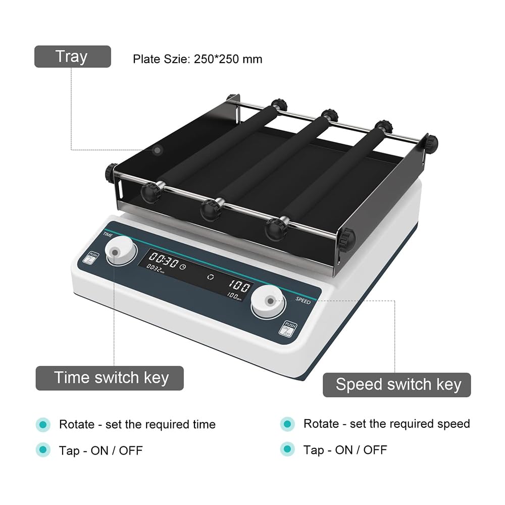 Agitatore orbitale da laboratorio, agitatore rotante con velocità regolabile da 40 a 200 giri/min, tavolo agitatore orbitale digitale, modalità temporizzata o continua, per test chimici, bio