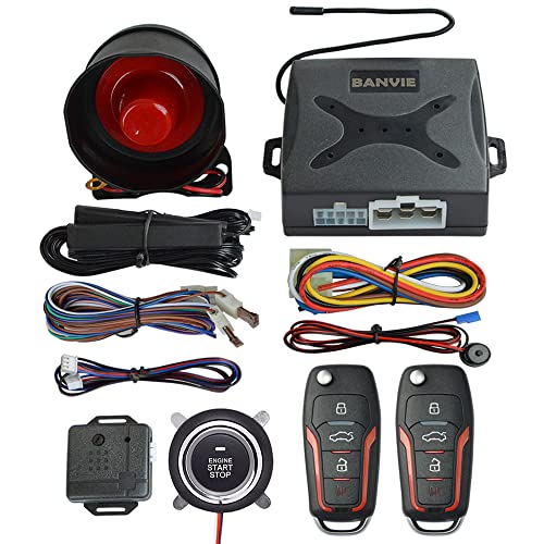 BANVIE PKE Passive Keyless Entry Car Alarm System Push Start Button Remote Engine Start