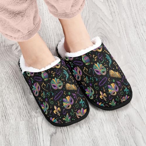 Purple Gradient Mardi Gras Masks Slippers For Women Men Soft Memory Foam Non-Slip Festival Winter Indoor House Shoes Travel Slipper4