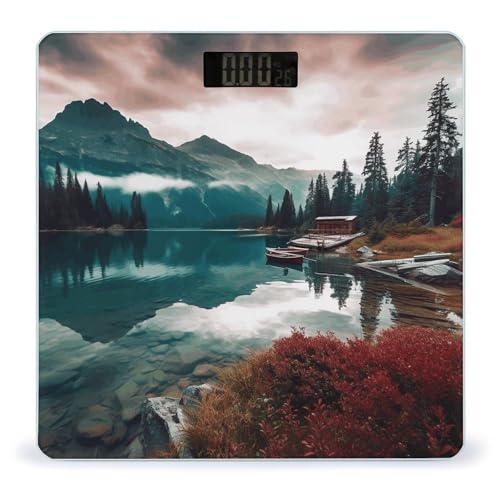 Báscula digital para baño con vidrio templado y pantalla LCD miniatura 1